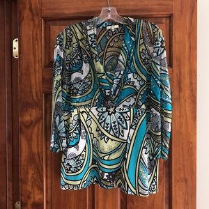 NICOLA Floral Boho Mesh/Knit Stretch Top